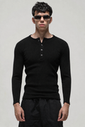 RX Ribbed Henley Black