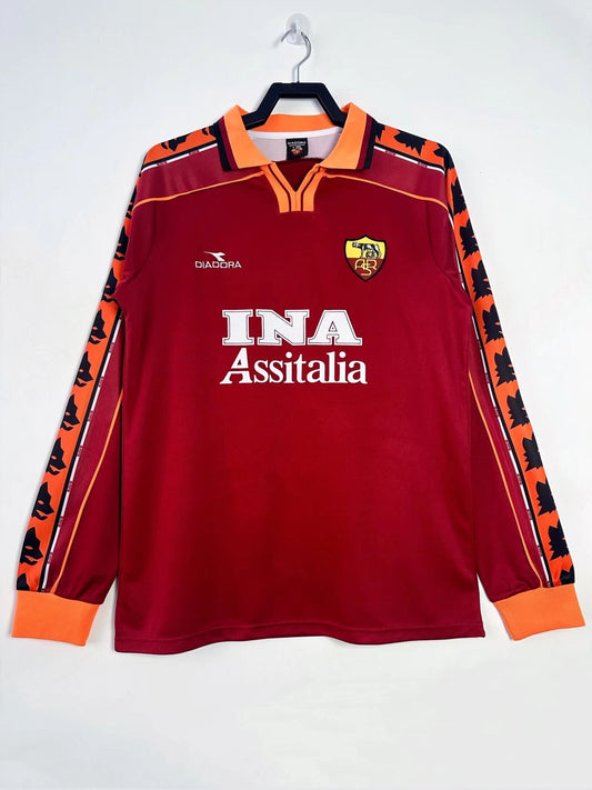 Man's Retro Long Sleeve Roma Team Home - 1998/99