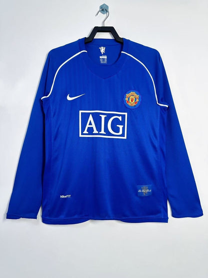 Man's Retro Long Sleeve Manchester United Team Blue GK - 2007/08
