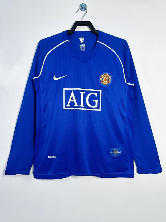 Man's Retro Long Sleeve Manchester United Team Blue GK - 2007/08
