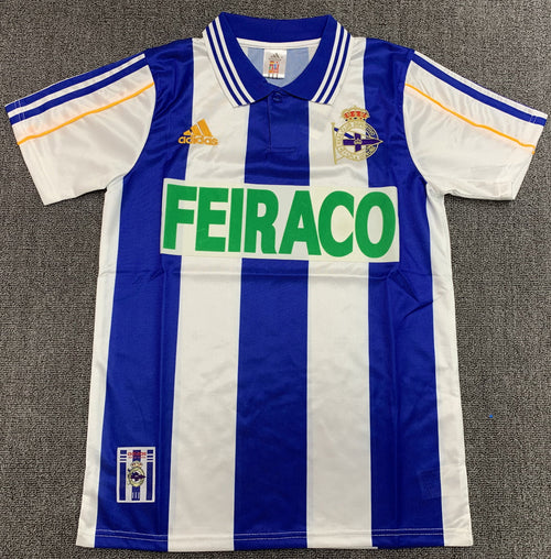 Man's Retro Jersey Deportivo La Coruna Team Blue and White - 1999/00