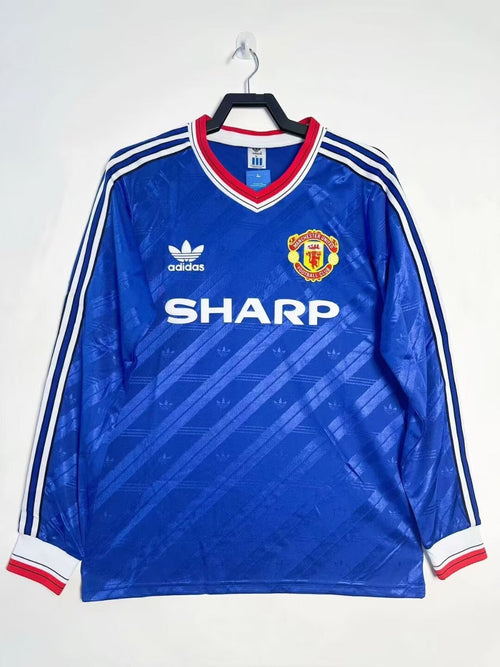 Man's Retro Long Sleeve Manchester United Team Away - 1986/88