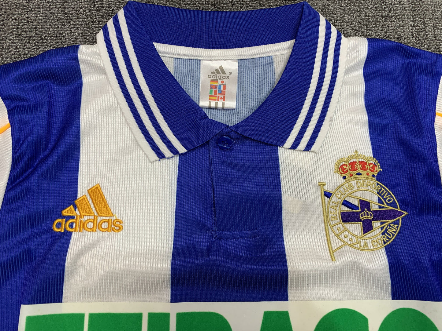 Man's Retro Jersey Deportivo La Coruna Team Blue and White - 1999/00
