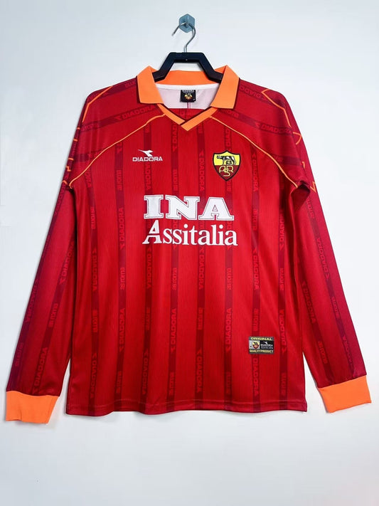 Man's Retro Long Sleeve Roma Team Home - 1999/00