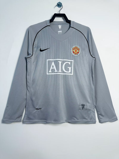 Man's Retro Long Sleeve Manchester United Team Grey GK - 2007/08