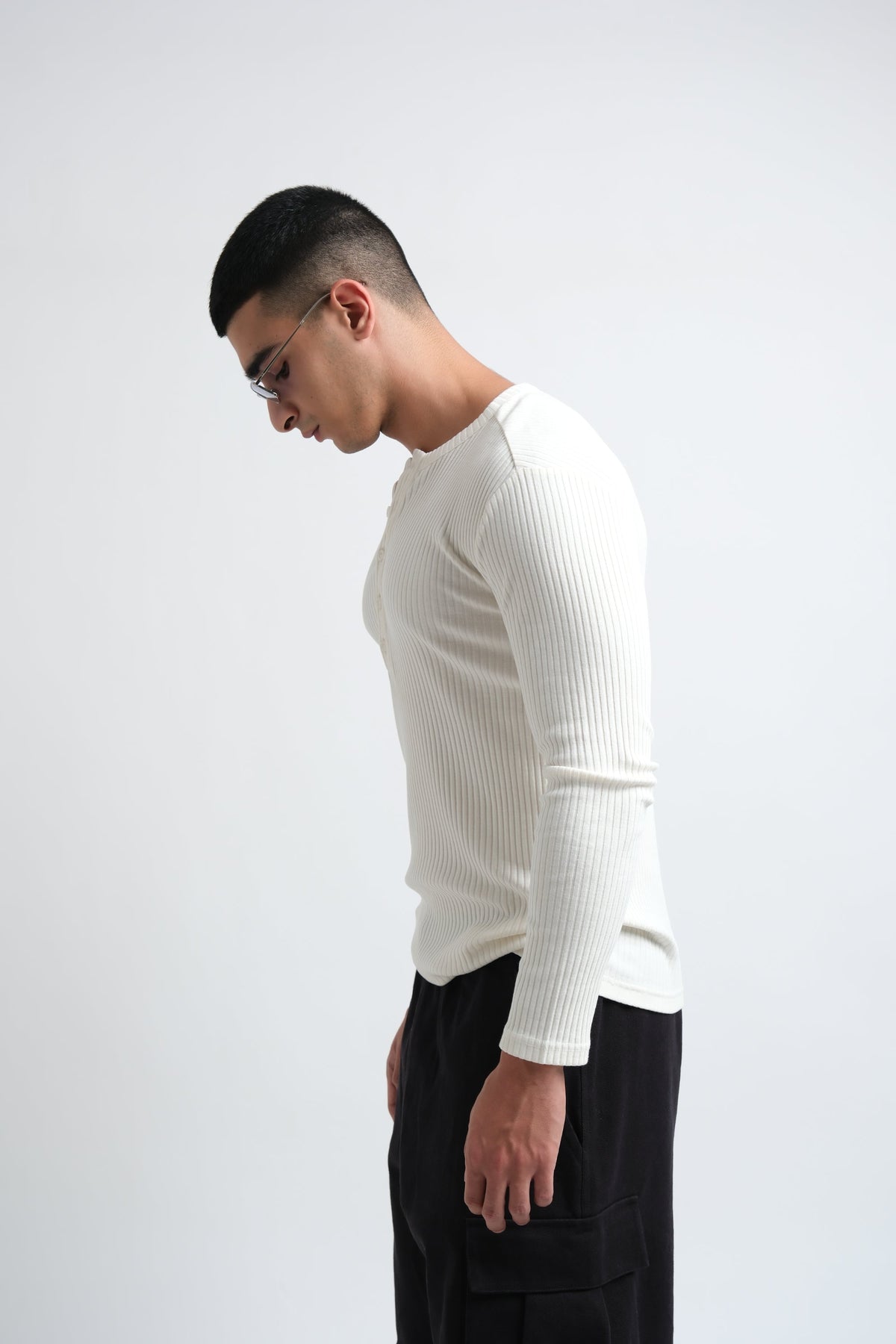 RX Ribbed Henley Bone