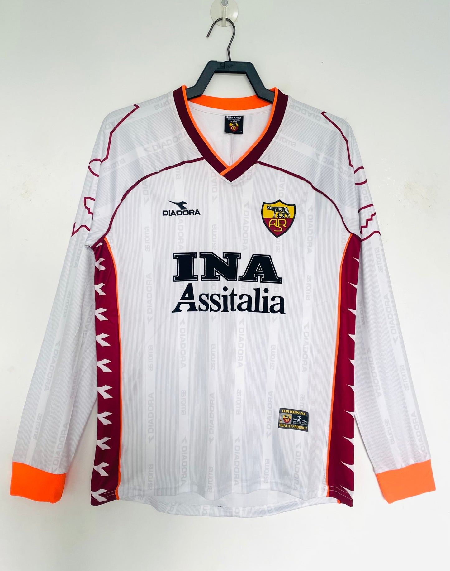 Man's Retro Long Sleeve Roma Team Away - 1999/00