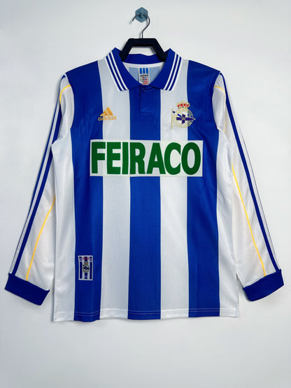 Man's Retro Long Sleeve Deportivo La Coruna Team Home - 1999/00