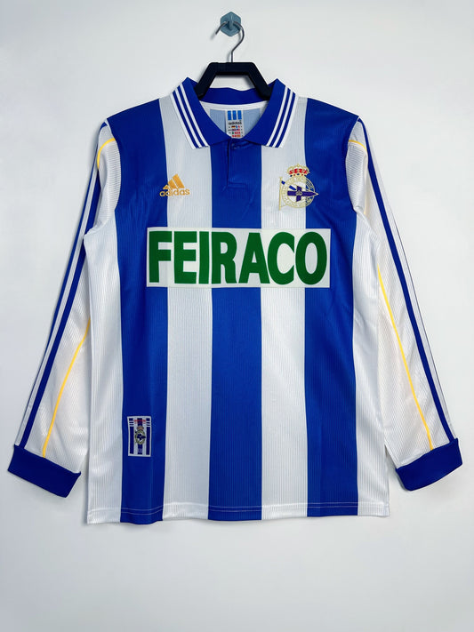 Man's Retro Long Sleeve Deportivo La Coruna Team Home - 1999/00